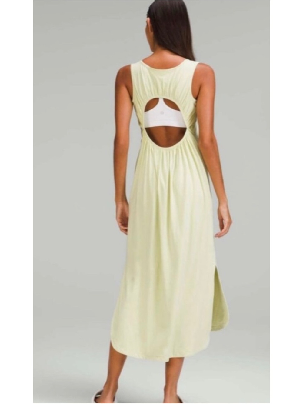 Lululemon Pima Cotton Open Back Midi Dress Dewy Green